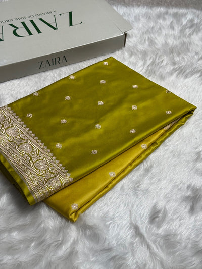 Banarasi Mehandi Booti Mashru Silk Saree MCS10