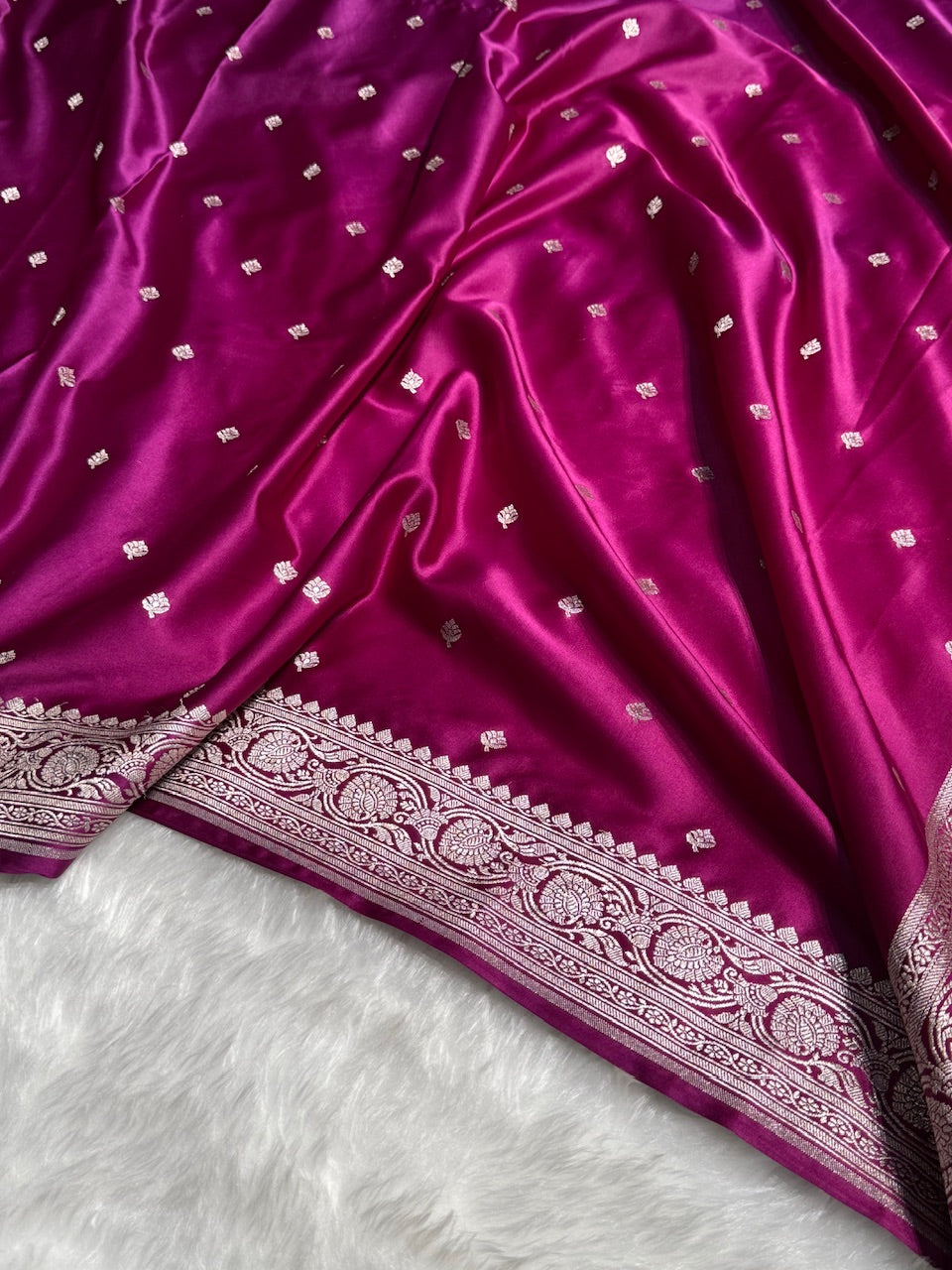 Banarasi Wine Booti Mashru Silk Saree