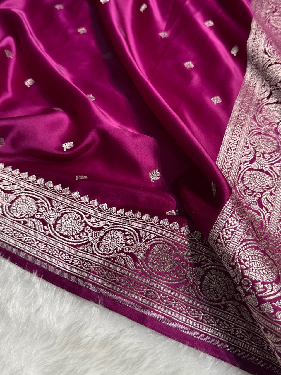 Banarasi Wine Booti Mashru Silk Saree