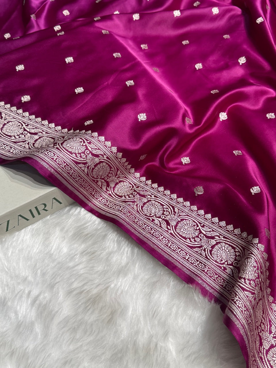 Banarasi Wine Booti Mashru Silk Saree
