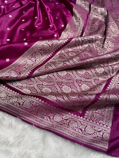 Banarasi Wine Booti Mashru Silk Saree MCS10
