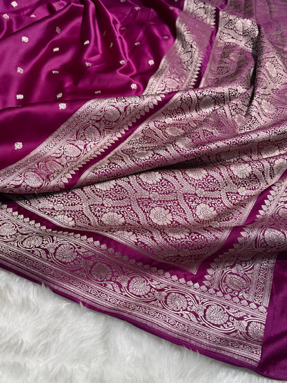 Banarasi Wine Booti Mashru Silk Saree