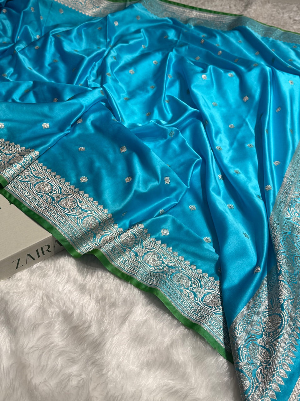 Banarasi Firozy Booti Mashru Silk Saree