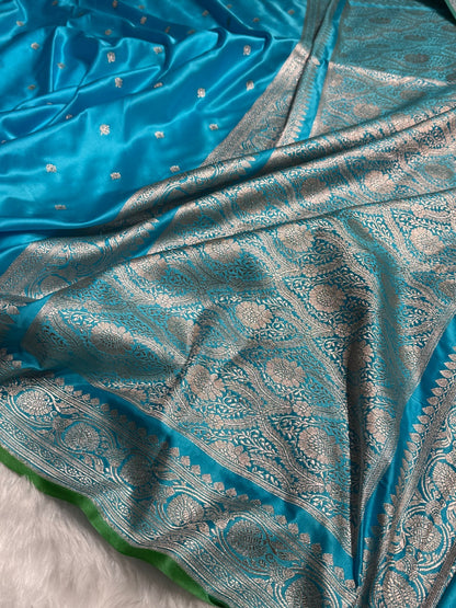 Banarasi Firozy Booti Mashru Silk Saree