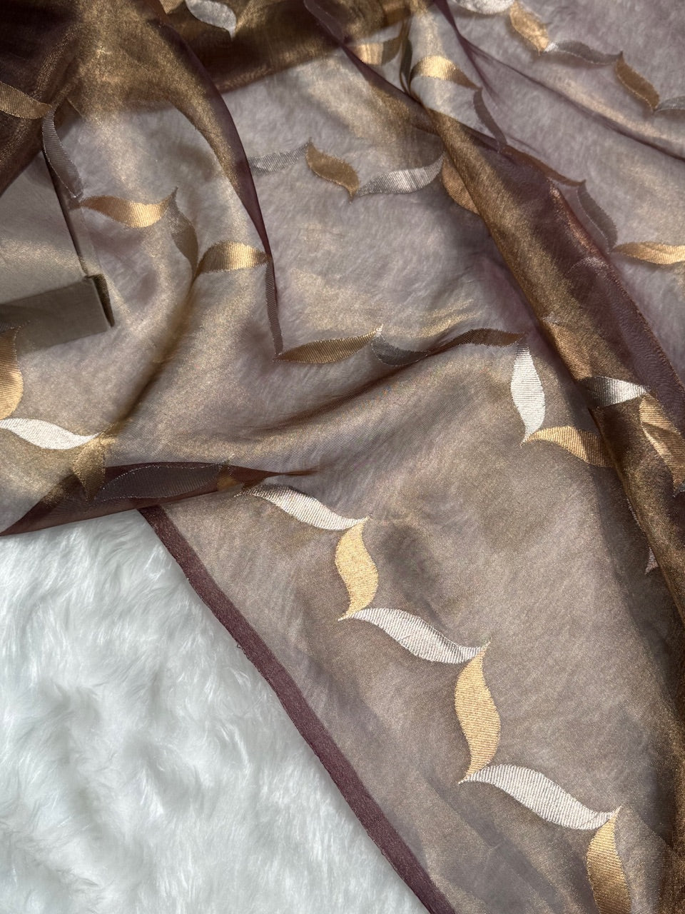 Garnet Floral Shades Pure Tissue Handloom Silk Saree PT-24