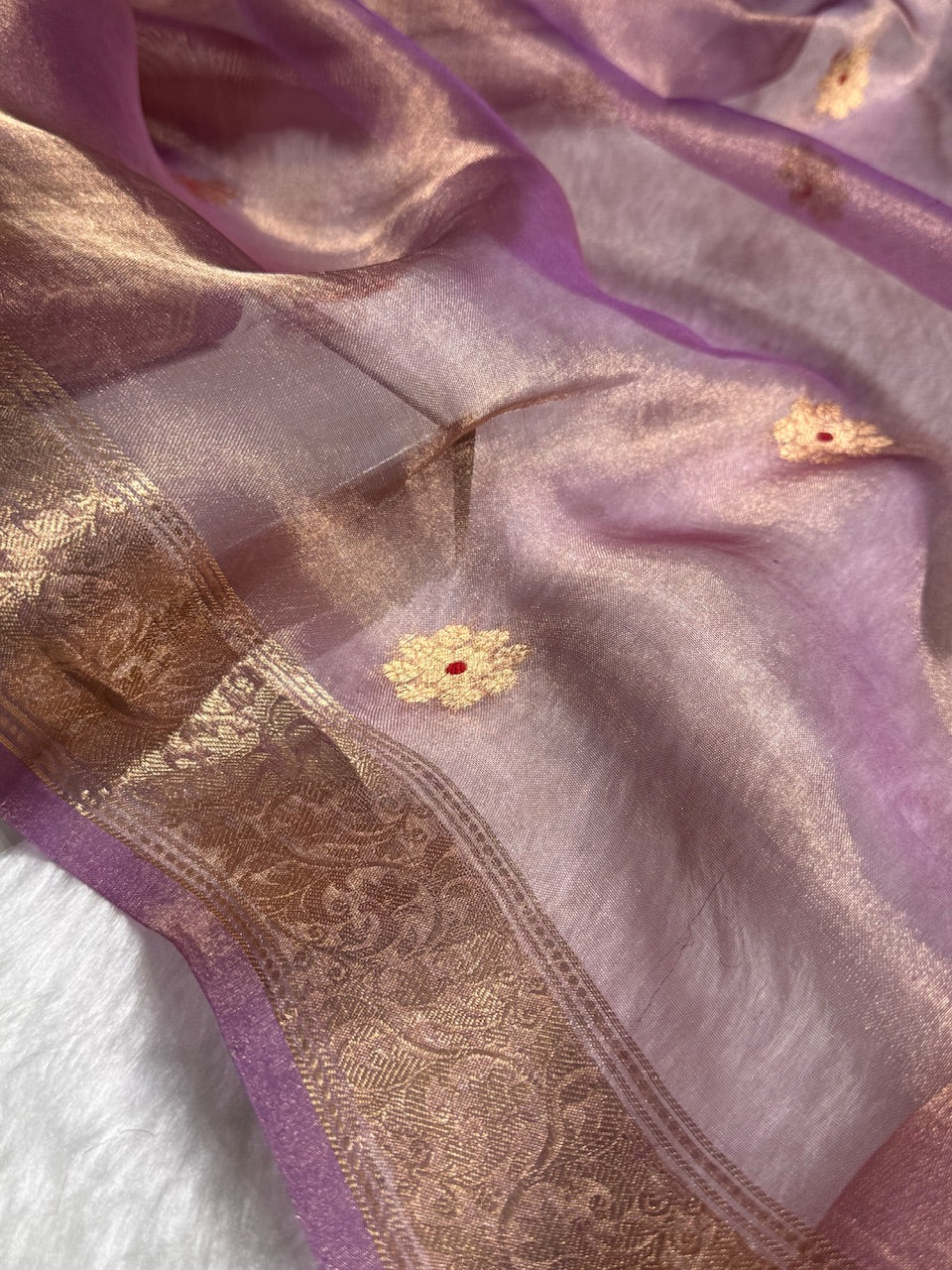 Lavender Floral Shades Pure Tissue Handloom Silk Saree PT-25
