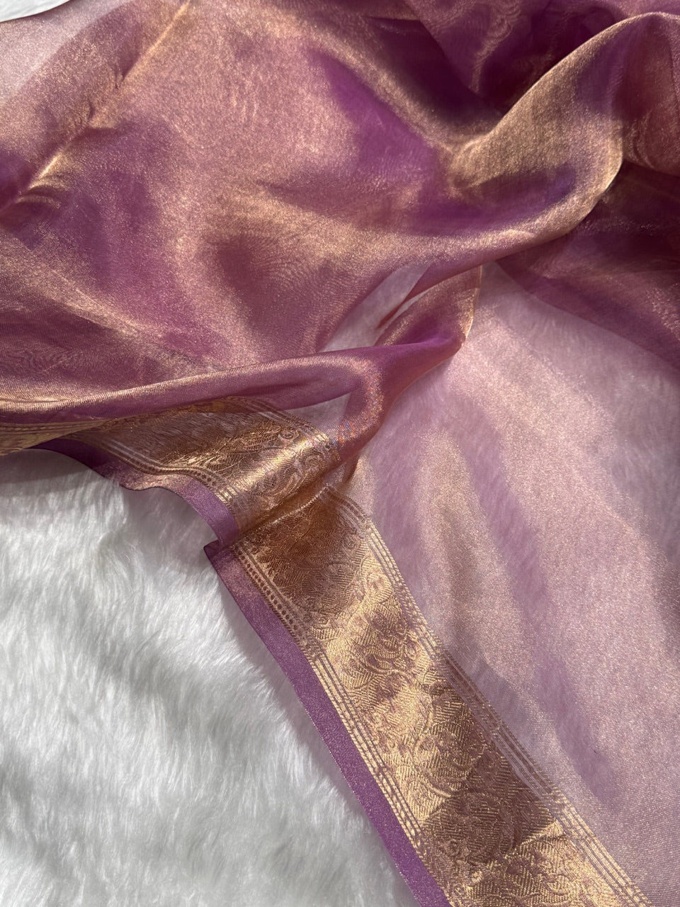 Lavender Floral Shades Pure Tissue Handloom Silk Saree PT-25