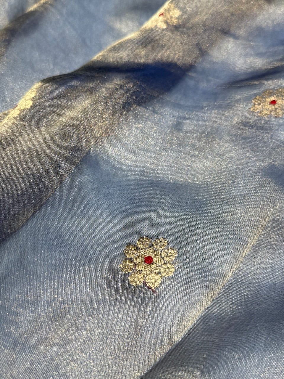 Royal Blue Floral Shades Pure Tissue Handloom Silk Saree PT-25