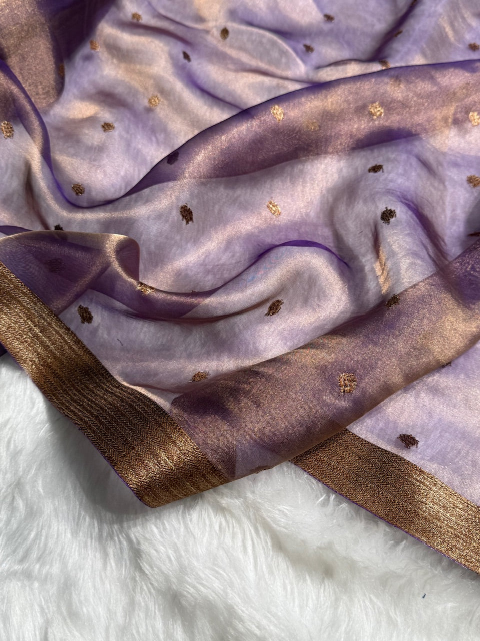 Lavender Floral Shades Pure Tissue Handloom Silk Saree PT-27