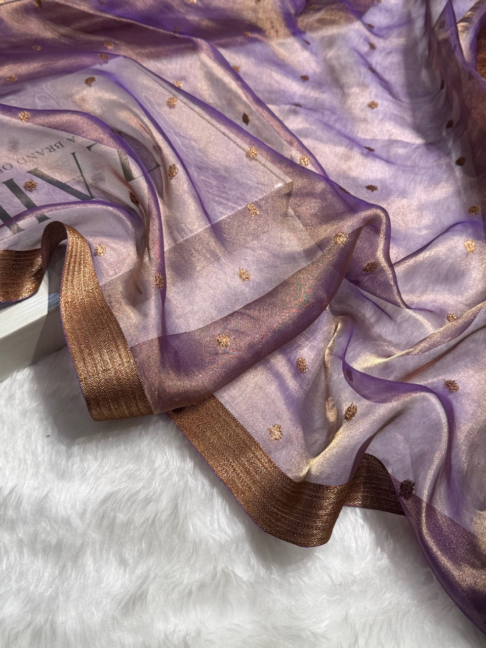 Lavender Floral Shades Pure Tissue Handloom Silk Saree PT-27
