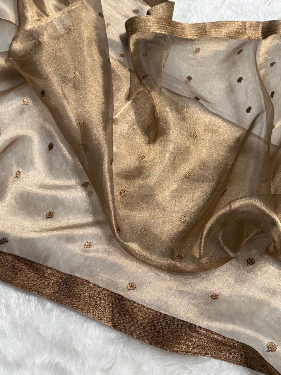 Blackish Gold Floral Shades Pure Tissue Handloom Silk Saree PT-27