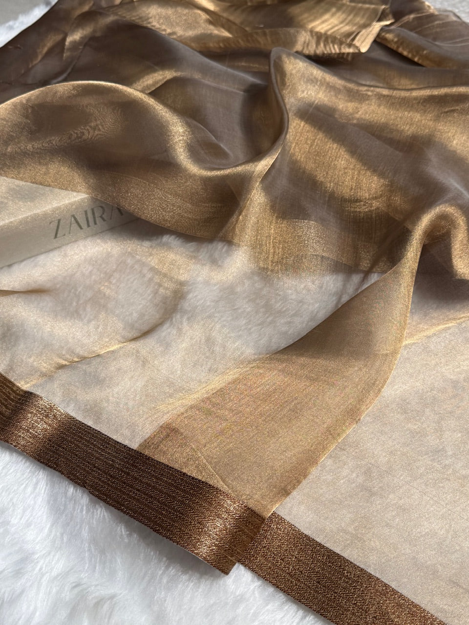 Blackish Gold Floral Shades Pure Tissue Handloom Silk Saree PT-27