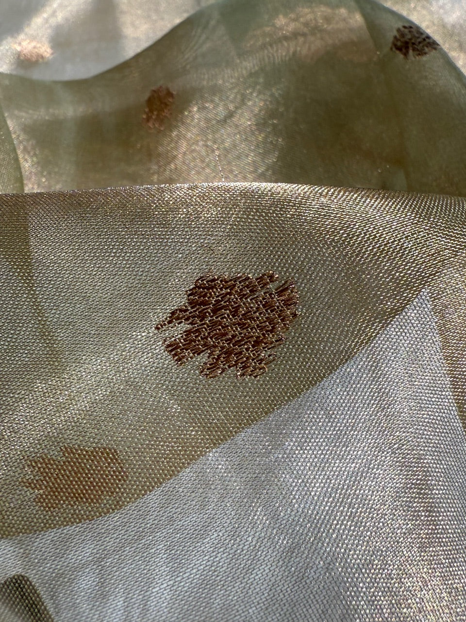 Pista Floral Shades Pure Tissue Handloom Silk Saree PT-26