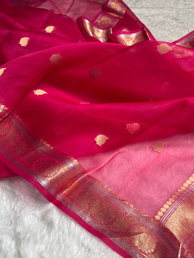 Pink Silk Organza Banarasi Handloom Saree CSO-03