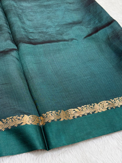 Dusty Teal Contrast Handwoven Paper Silk