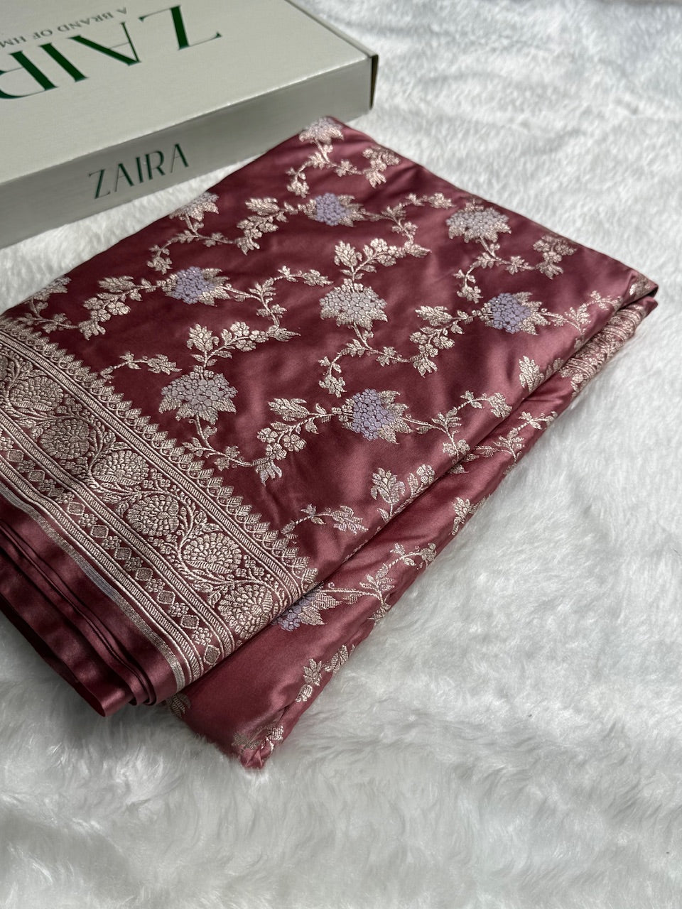 Mauve Shades Jaal Pattern Mashru Silk Saree
