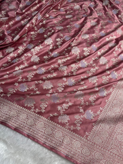 Mauve Shades Jaal Pattern Mashru Silk Saree