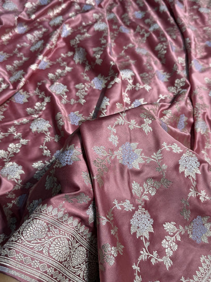Mauve Shades Jaal Pattern Mashru Silk Saree