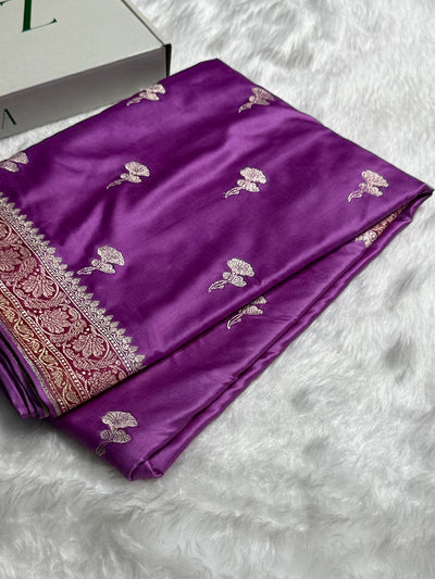 Lavender Shades Minakari Boota Mashru Silk Saree MCS51