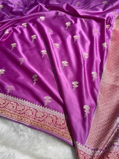 Lavender Shades Minakari Boota Mashru Silk Saree