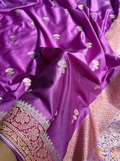 Lavender Shades Minakari Boota Mashru Silk Saree MCS51
