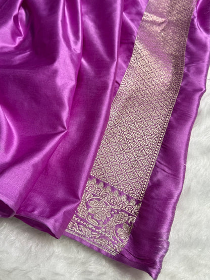 Lavender Shades Minakari Boota Mashru Silk Saree