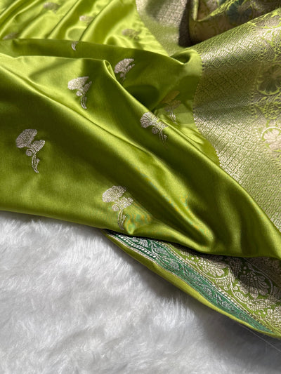 Mehandi Shades Minakari Boota Mashru Silk Saree MCS51