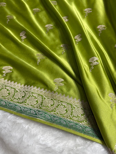Mehandi Shades Minakari Boota Mashru Silk Saree MCS51