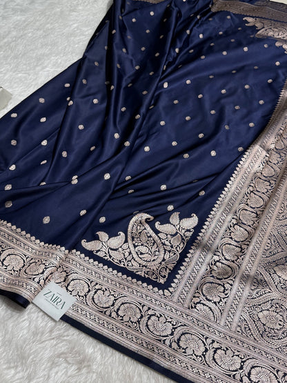 Carbon Grey Booti Mashru Silk Saree