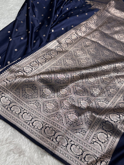 Carbon Grey Booti Mashru Silk Saree