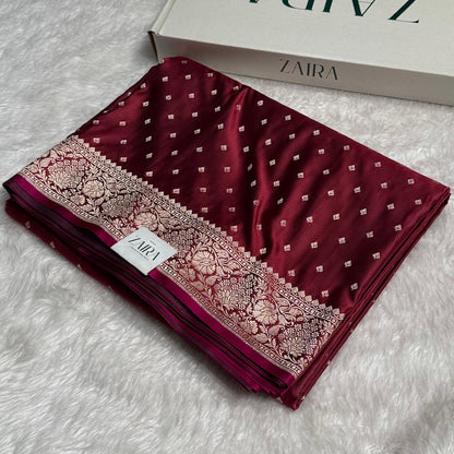 Dark Maroon Mashru Silk Saree for Festive Seasons