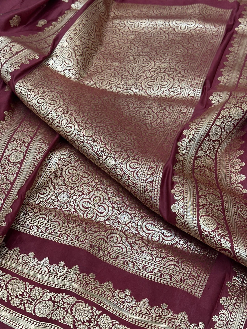 Maroon Booti Pattern Satin Katan Silk Saree SK49