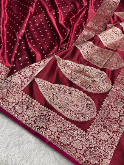 Dark Maroon Mashru Silk Saree for Festive Seasons
