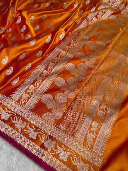 Rich Gold Kairi Motif Mashru Silk Saree