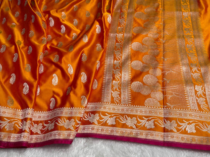 Rich Gold Kairi Motif Mashru Silk Saree