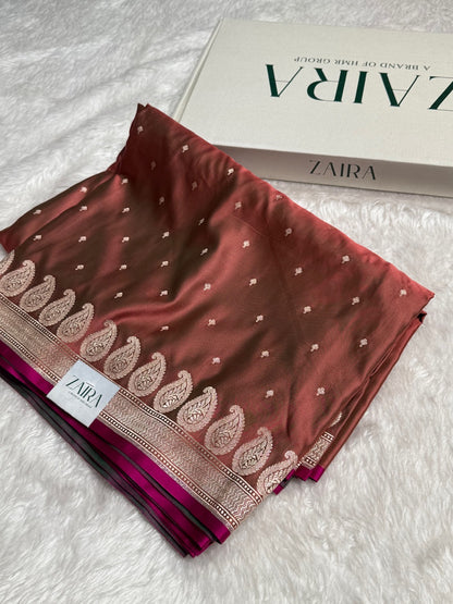 Brown Rust Mashru Silk Saree for Festive Seasons