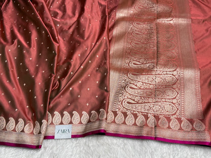 Brown Rust Mashru Silk Saree for Festive Seasons