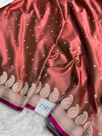 Brown Rust Mashru Silk Saree for Festive Seasons