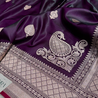 Plum Purple Mashru Silk Saree for Festive Seasons