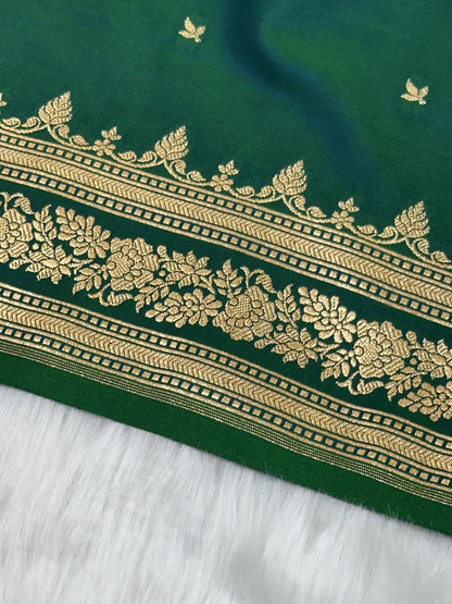 Cross Bottle Green Banarasi Booti Katan Silk Saree
