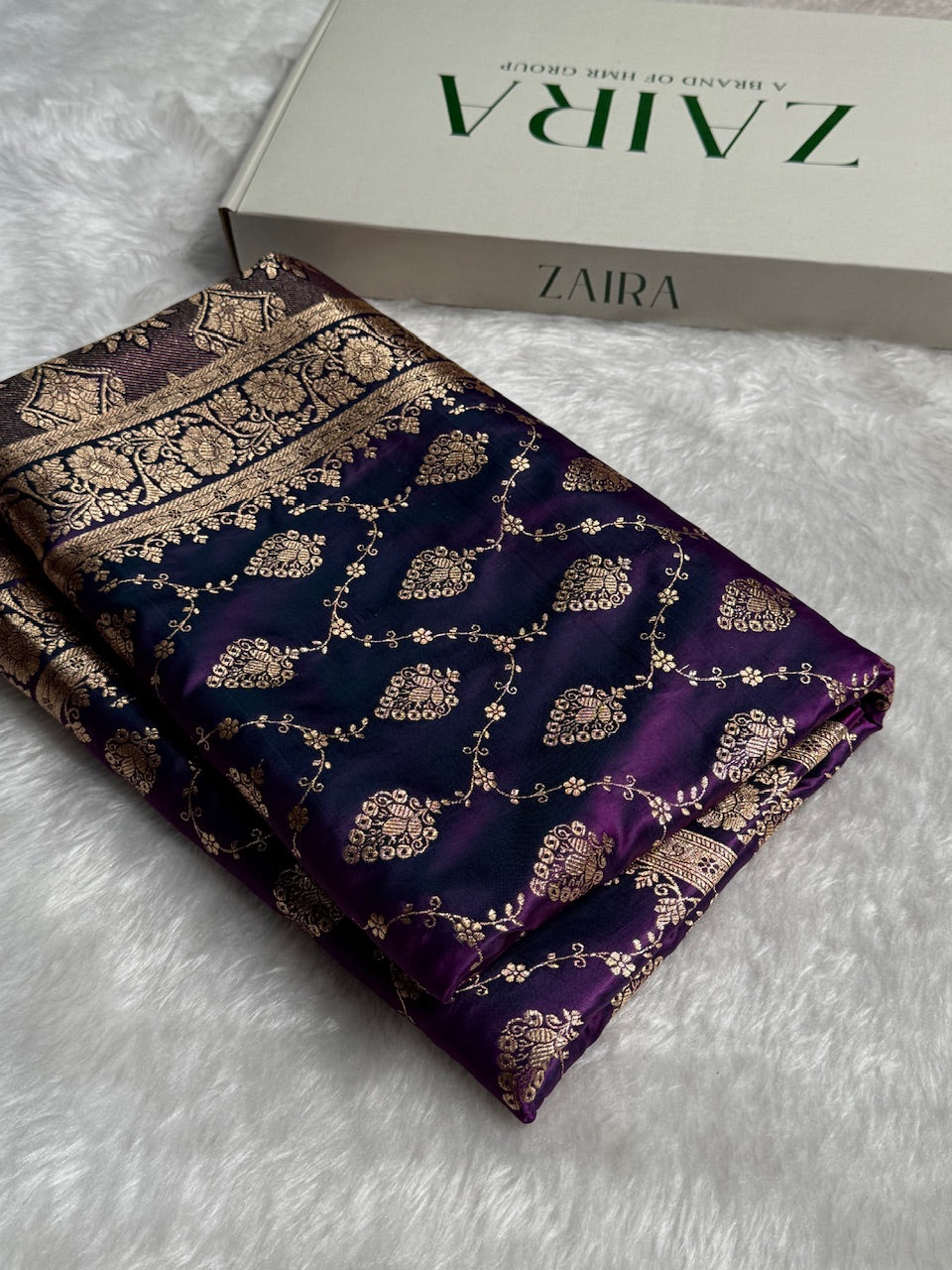 Purple Wine Floral Jaal Pattern Satin Katan Silk saree SK42