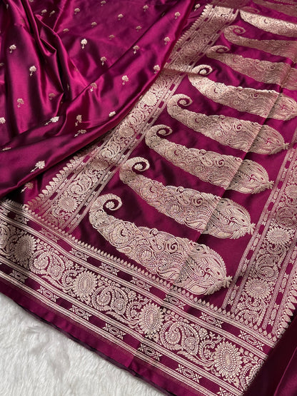 Dark Pink Booti Mashru Silk Saree