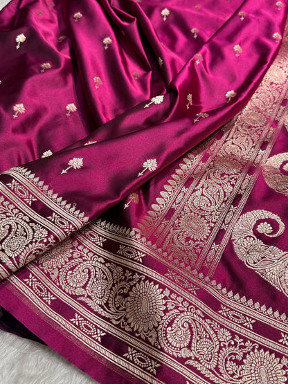 Dark Pink Booti Mashru Silk Saree