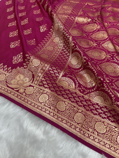 Rani Floral Boota Satin Katan Silk saree SK35