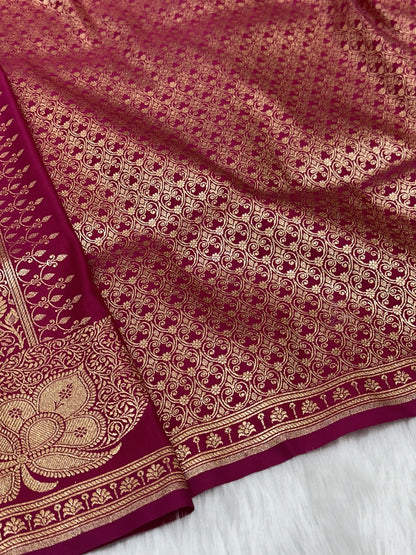 Rani Floral Boota Satin Katan Silk saree SK35