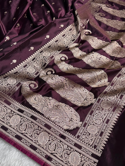 Garnet Wine Booti Mashru Silk Saree
