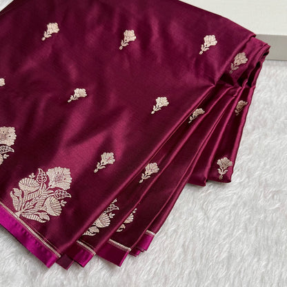 Maroon Skirt Border Mashru Silk Saree