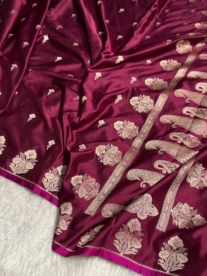 Maroon Skirt Border Mashru Silk Saree