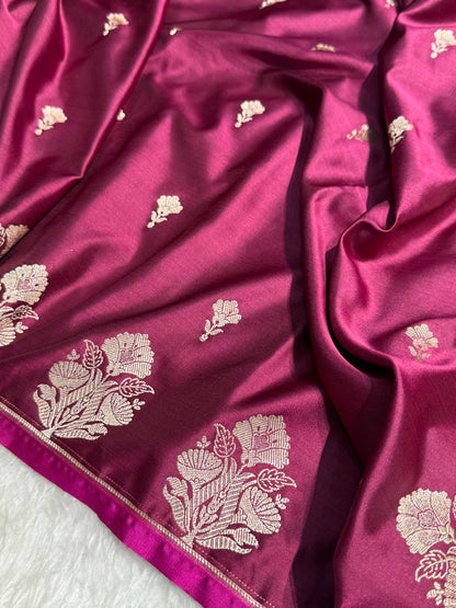 Maroon Skirt Border Mashru Silk Saree