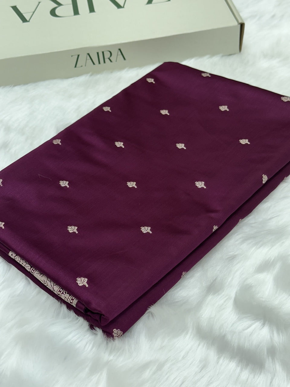 Dark Wine Shades Motif Booti Mashru Silk Saree
